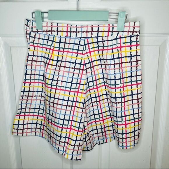 Modcloth High Waist Party Streamers Shorts Blue Pink Rainbow Plaid 6 Small NWT - Picture 9 of 13